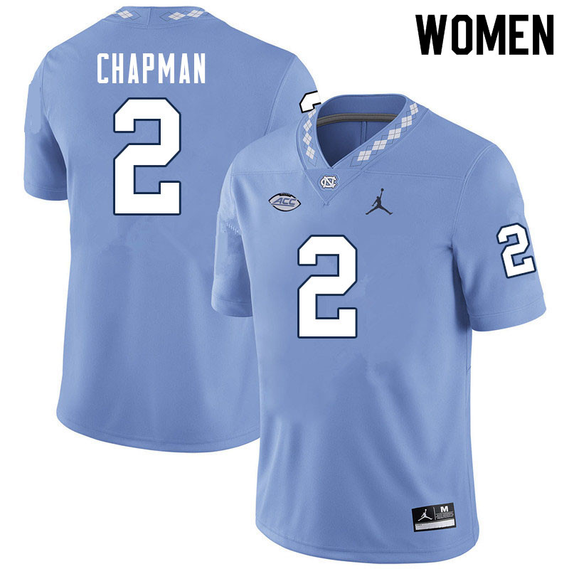 Women #2 Don Chapman North Carolina Tar Heels College Football Jerseys Sale-Carolina Blue